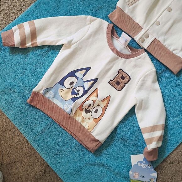NWT Matching Set Bluey Fleece Lined Sweatshirt and Jacket Sz 18M - Picture 4 of 7